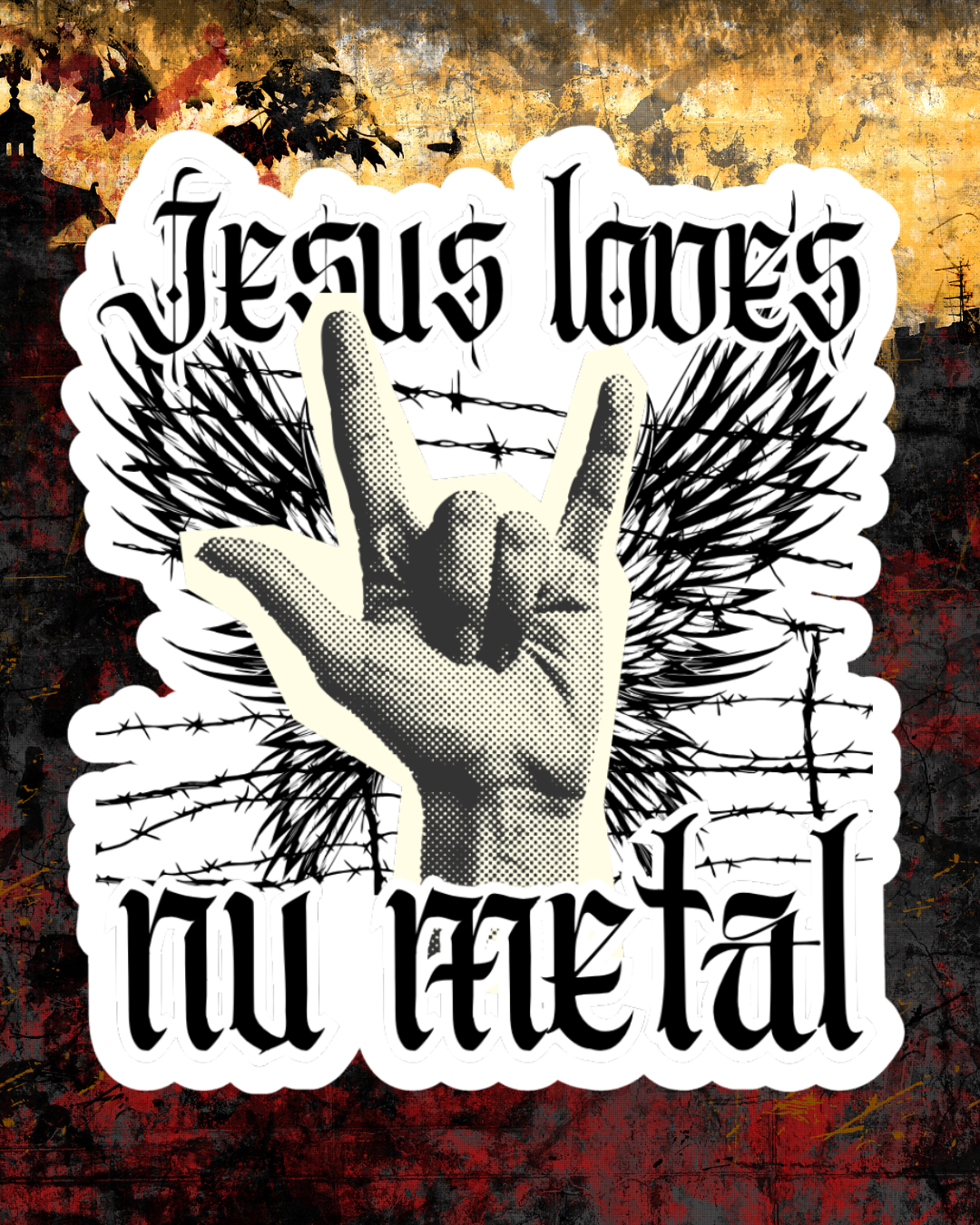 Jesus Loves Nu Metal Sticker